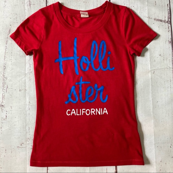 Hollister Tops - Hollister Juniors S Small T-Shirt Short Sleeve Tee Red Logo Graphic